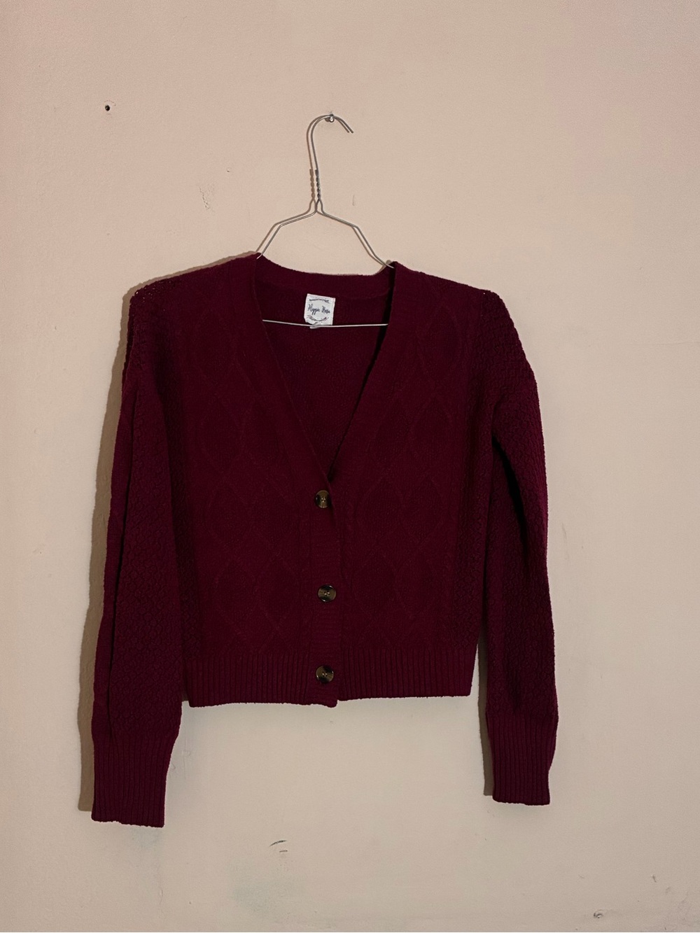 Hippie Rose Fuchsia V-Neck Buttoned Cardigan